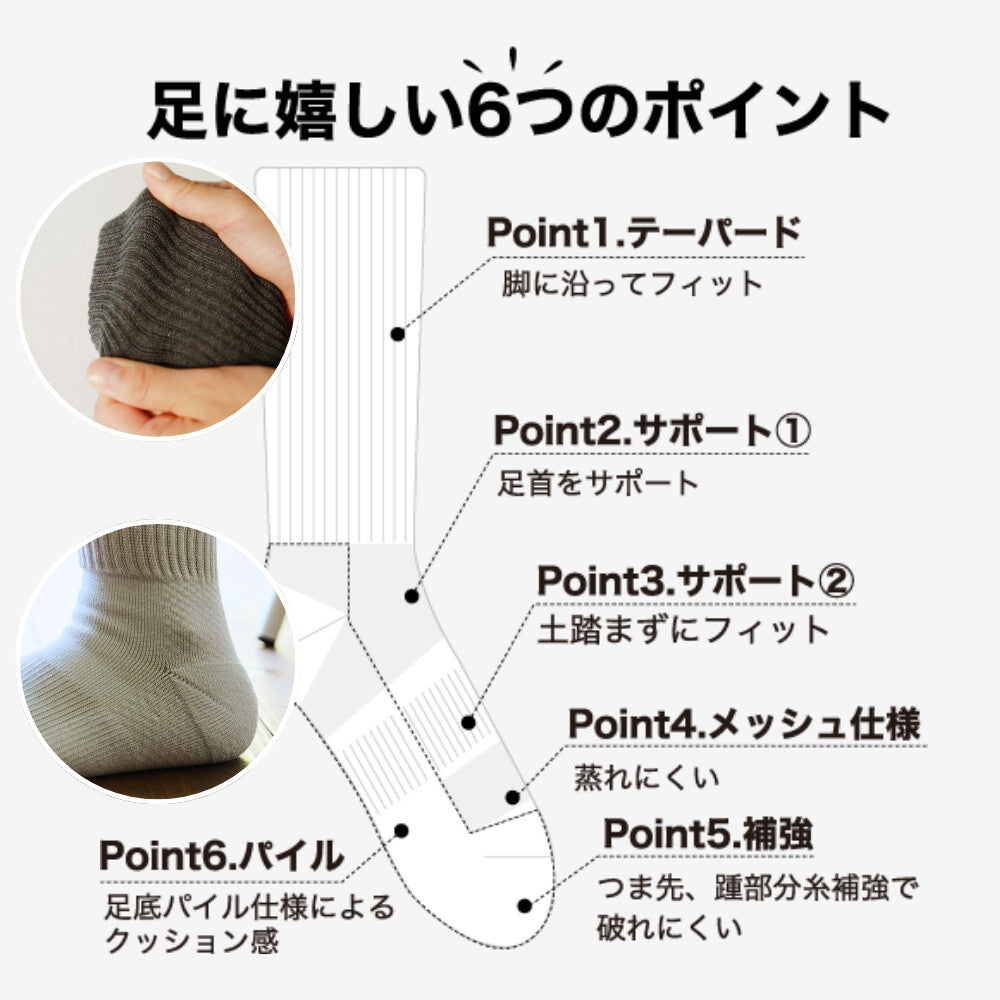 KARUWORK / 立ち仕事の方のためのメリノウール混靴下