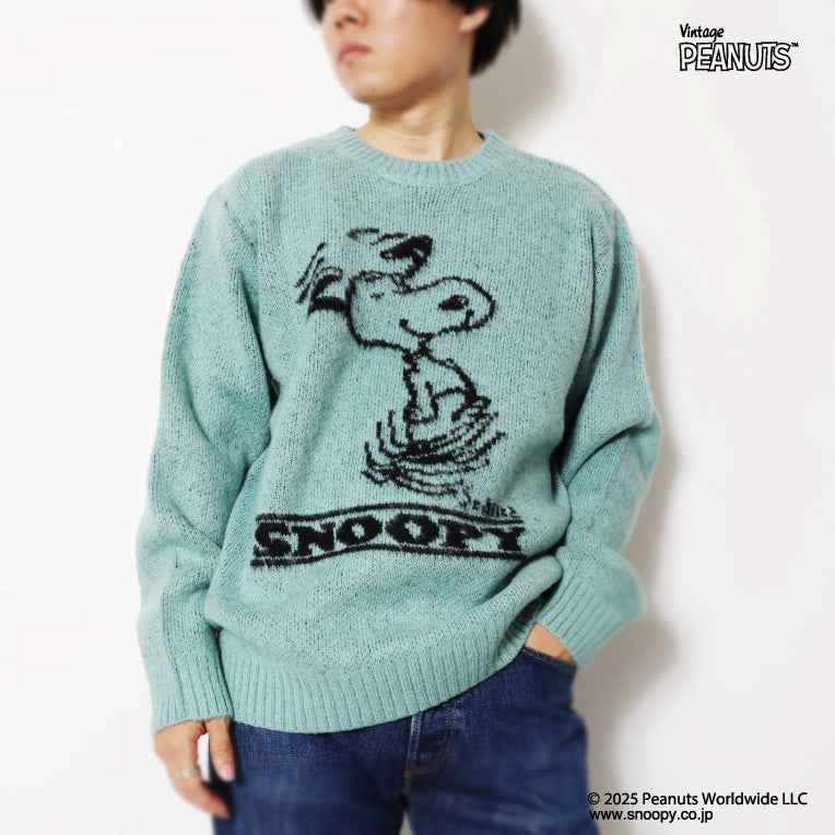 HOUSTON / 22346 PEANUTS MOHAIR WOOL SWEATER (SNOOPY) SAX&GRAY