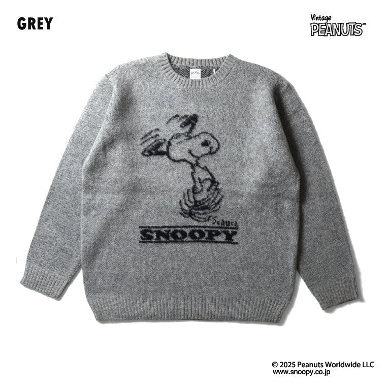 HOUSTON / 22346 PEANUTS MOHAIR WOOL SWEATER (SNOOPY) SAX&GRAY