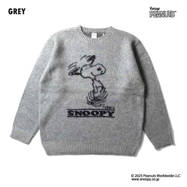 HOUSTON / 22346 PEANUTS MOHAIR WOOL SWEATER (SNOOPY) SAX&GRAY
