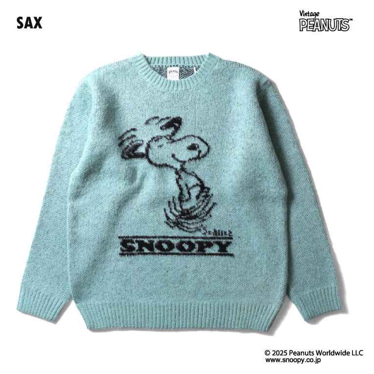 HOUSTON / 22346 PEANUTS MOHAIR WOOL SWEATER (SNOOPY) SAX&GRAY