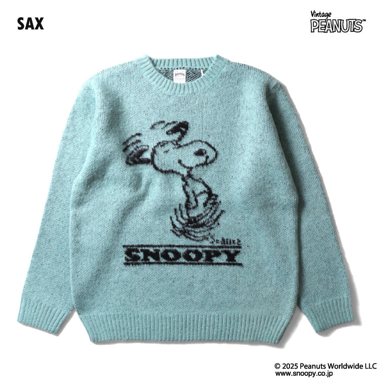 HOUSTON / 22346 PEANUTS MOHAIR WOOL SWEATER (SNOOPY) SAX&GRAY - TRUTH