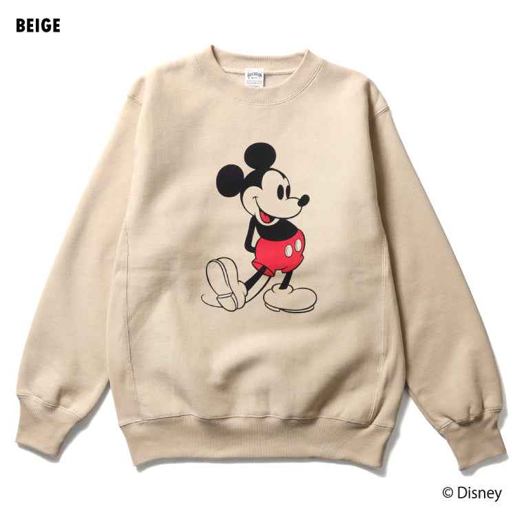 HOUSTON / 22365 【HOUSTON】MICKEY MOUSE C/N SWEAT GRAY&BEIGE
