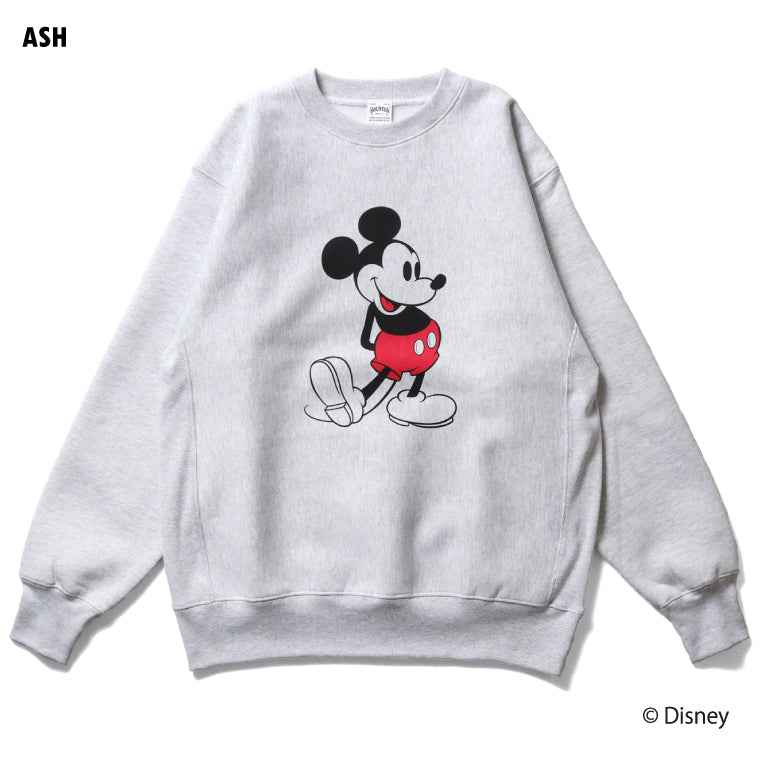 HOUSTON / 22365 【HOUSTON】MICKEY MOUSE C/N SWEAT GRAY&BEIGE
