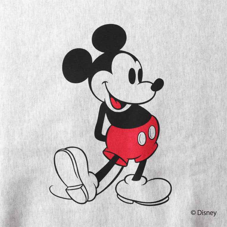 HOUSTON / 22365 【HOUSTON】MICKEY MOUSE C/N SWEAT GRAY&BEIGE
