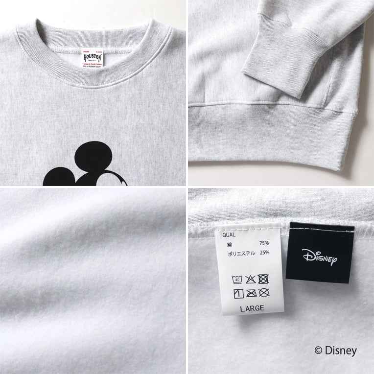 HOUSTON / 22365 【HOUSTON】MICKEY MOUSE C/N SWEAT GRAY&BEIGE