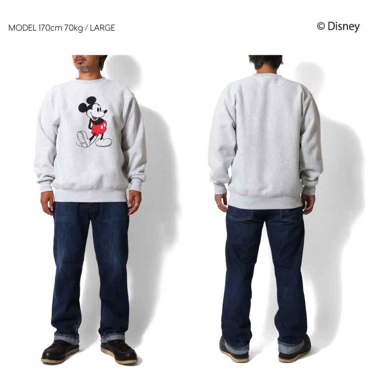 HOUSTON / 22365 【HOUSTON】MICKEY MOUSE C/N SWEAT GRAY&BEIGE