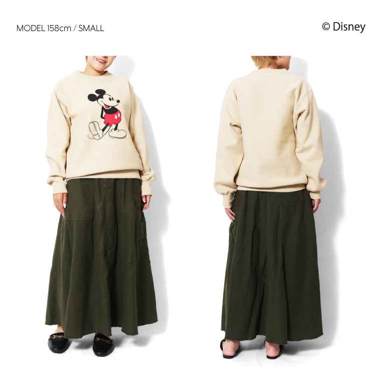 HOUSTON / 22365 【HOUSTON】MICKEY MOUSE C/N SWEAT GRAY&BEIGE