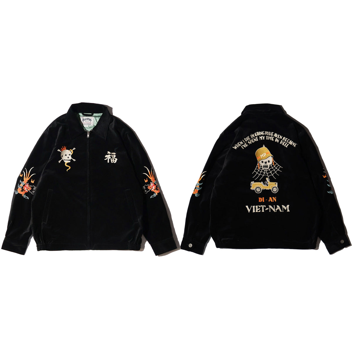 HOUSTON / 51641 VELVETEEN VIETNAM JACKET (SKULL)