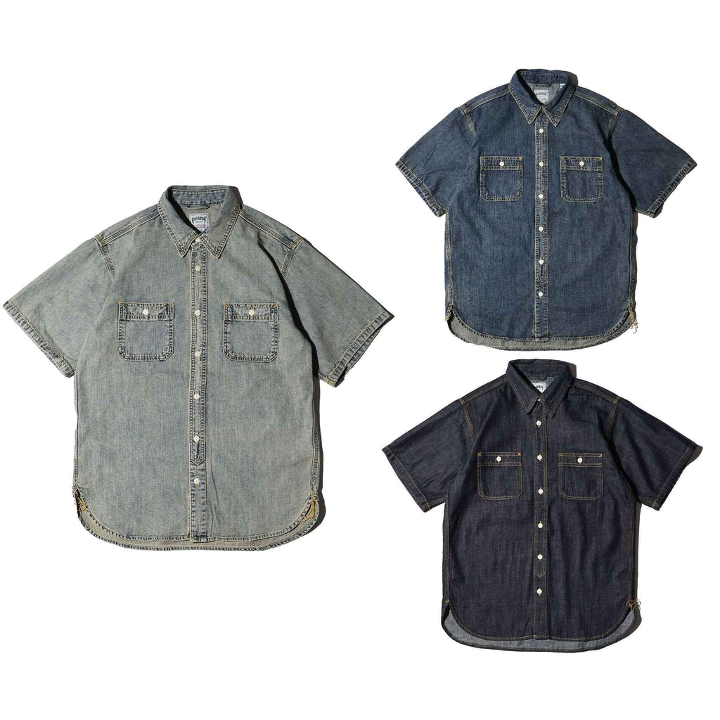 HOUSTON / 41341 US COTTON DENIM S/S WORK SHIRT - TRUTH