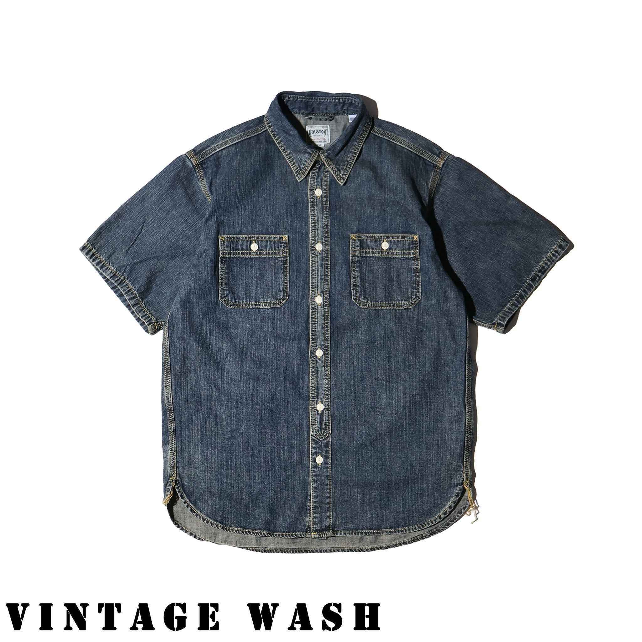 HOUSTON / 41341 US COTTON DENIM S/S WORK SHIRT - TRUTH