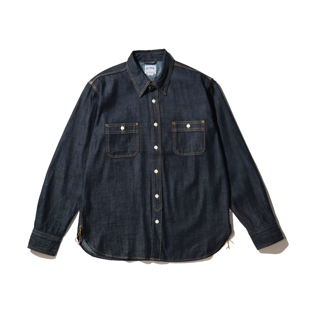 HOUSTON / 40511 DENIM WORK SHIRT USA COTTON ONE WASH