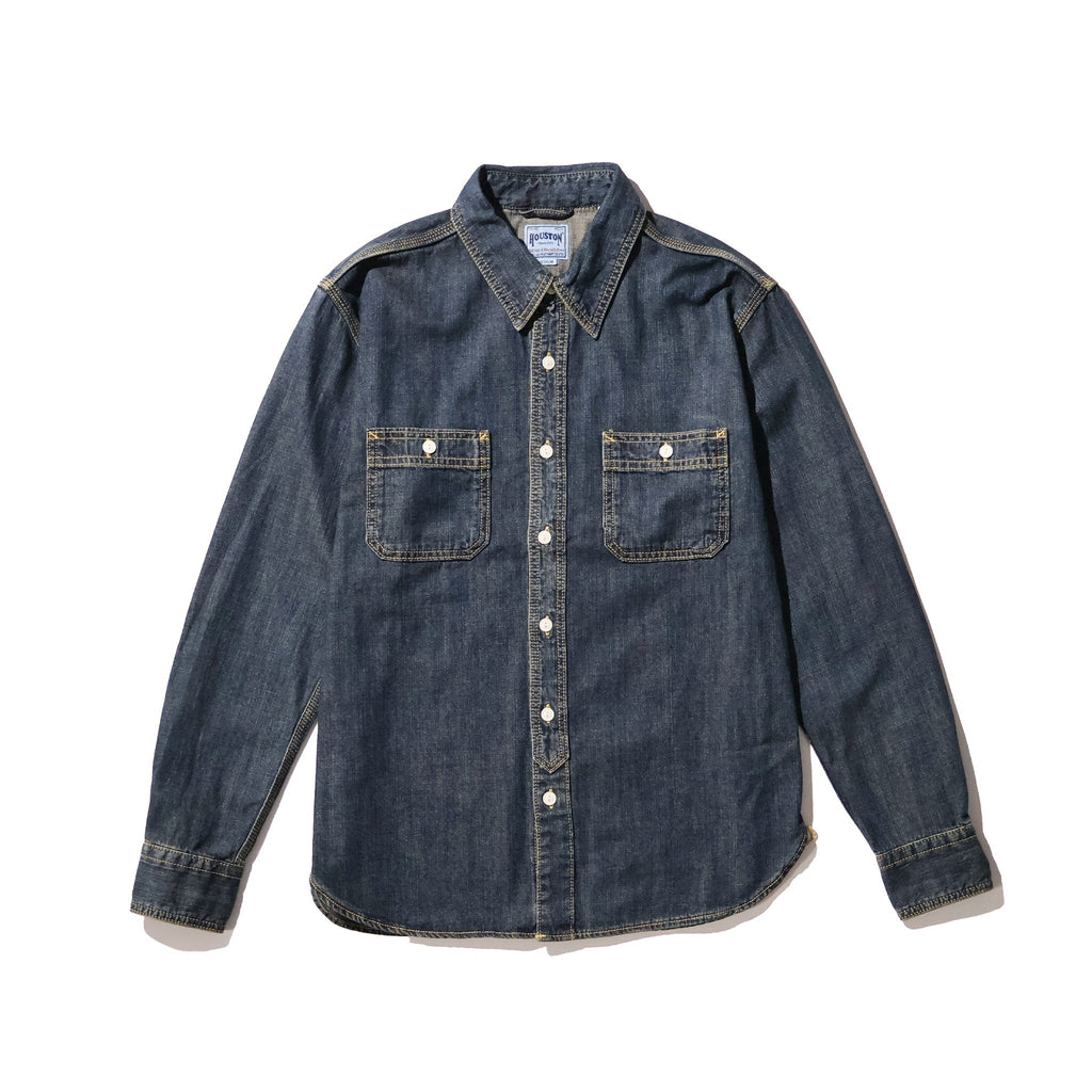 HOUSTON / 40511 DENIM WORK SHIRT USA COTTON VINTAGE WASH