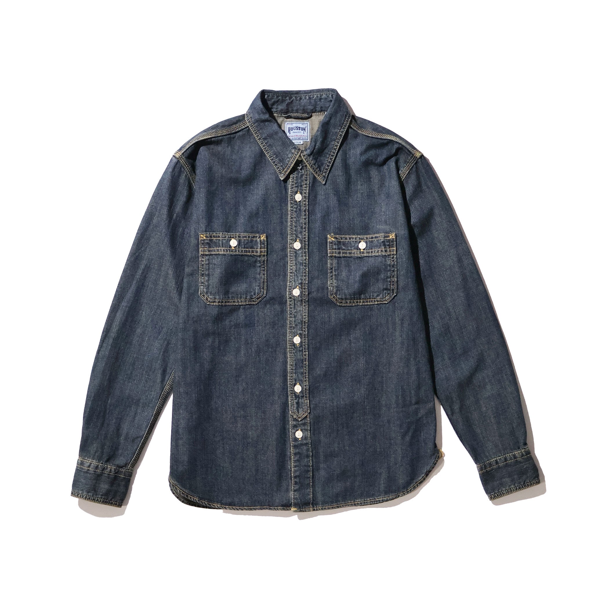 HOUSTON / 40511 DENIM WORK SHIRT USA COTTON VINTAGE WASH