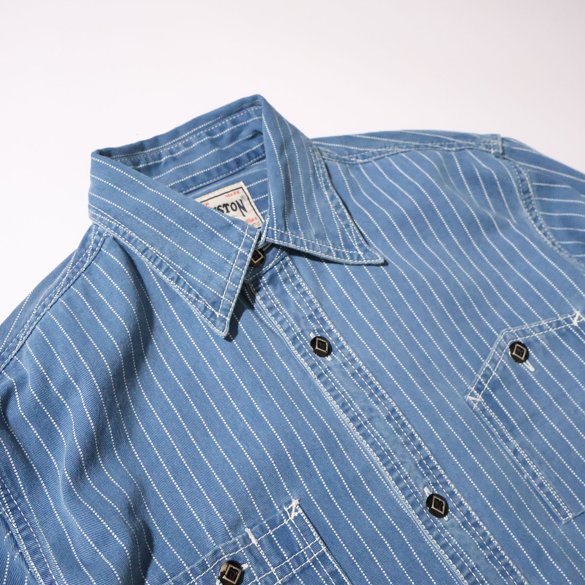 HOUSTON / 41260 INDIGO WABASH 40's WORK SHIRT VINTAGE WASH
