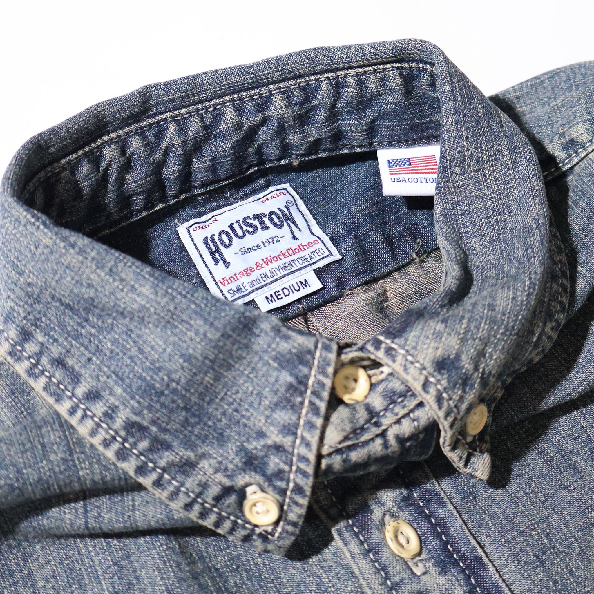 HOUSTON / 41256 DENIM BD SHIRTS USA COTTON VINTAGE WASH