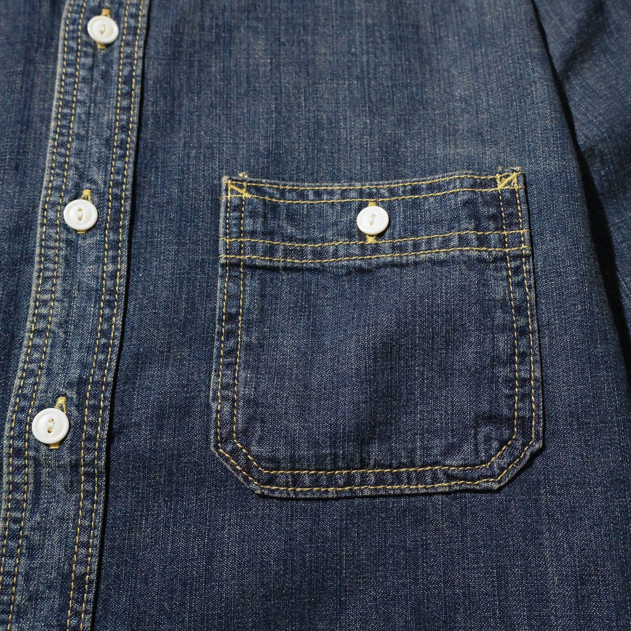 HOUSTON / 40511 DENIM WORK SHIRT USA COTTON VINTAGE WASH
