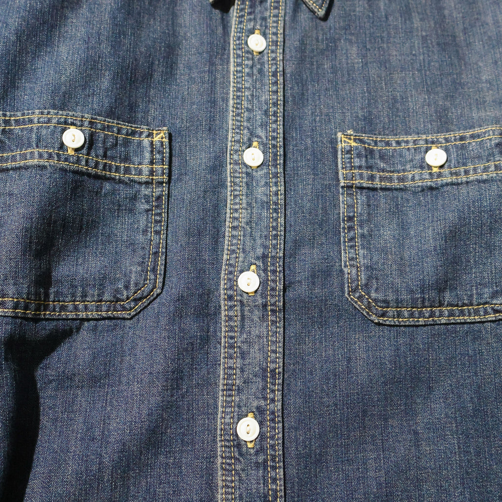 HOUSTON / 40511 DENIM WORK SHIRT USA COTTON VINTAGE WASH