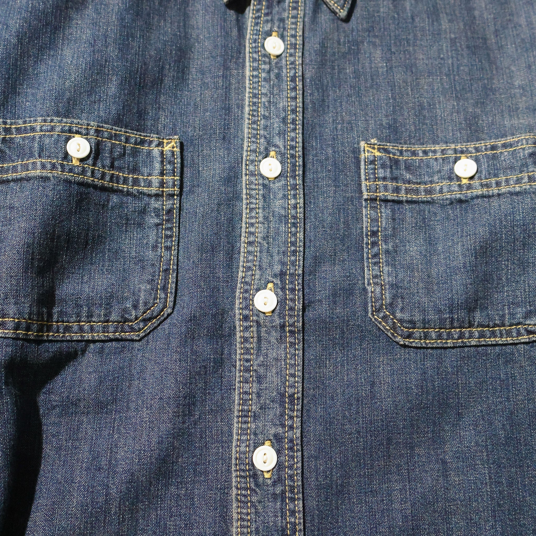 HOUSTON / 40511 DENIM WORK SHIRT USA COTTON VINTAGE WASH