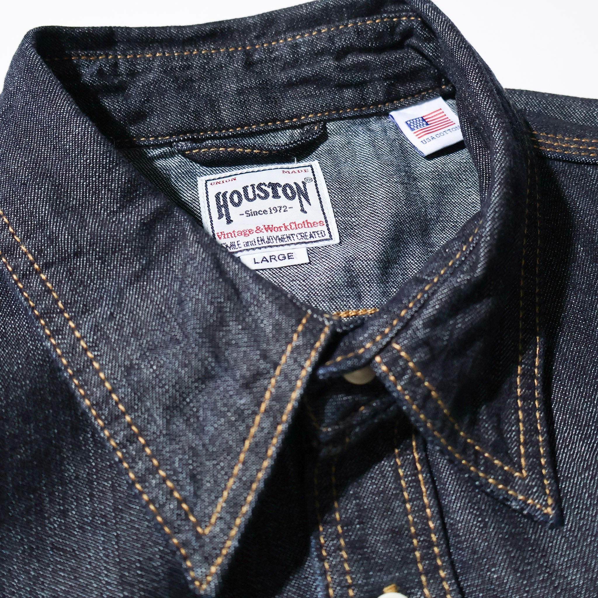HOUSTON / 40511 DENIM WORK SHIRT USA COTTON ONE WASH