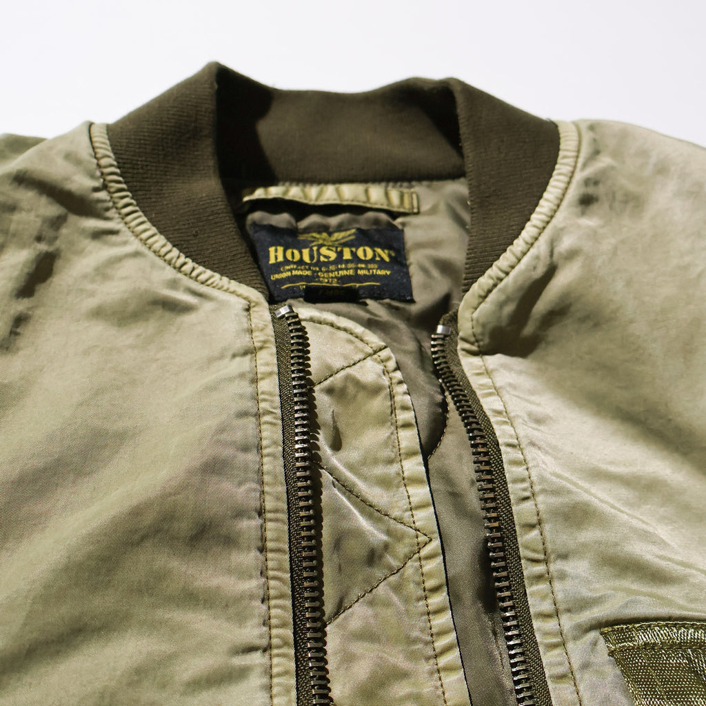 HOUSTON / 51505 PIGMENT DYE RELAX MA-1 FLIGHT JACKET OLIVE DRAB