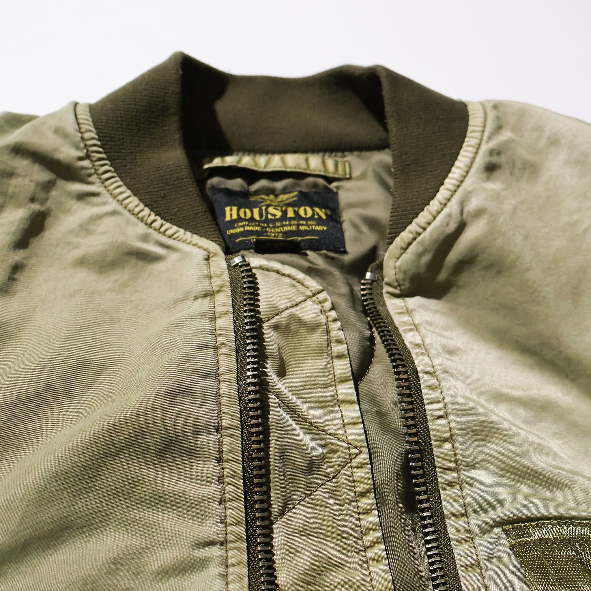 HOUSTON / 51505 PIGMENT DYE RELAX MA-1 FLIGHT JACKET OLIVE DRAB