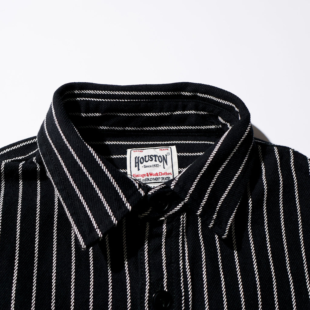 HOUSTON / 41255 STRIPE VIYELLA SHIRT BLACK