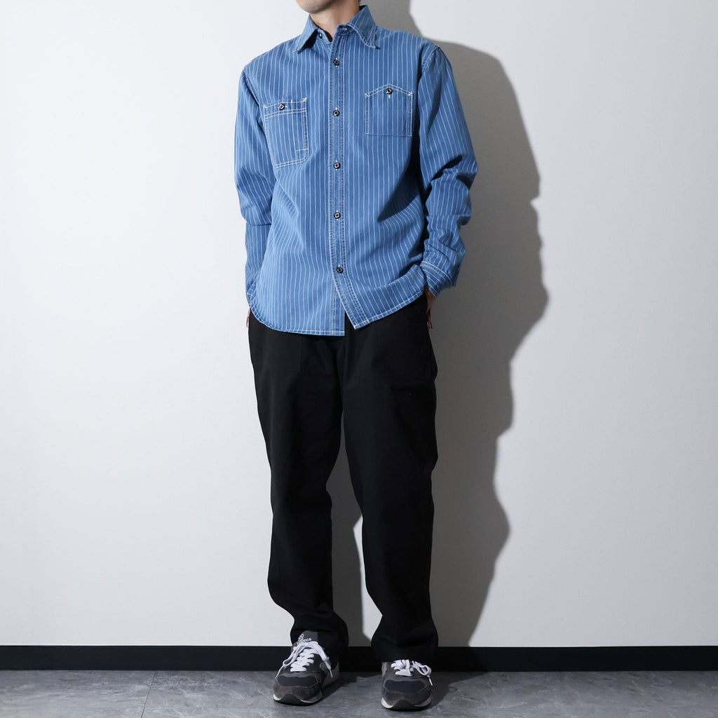 HOUSTON / 41260 INDIGO WABASH 40's WORK SHIRT VINTAGE WASH