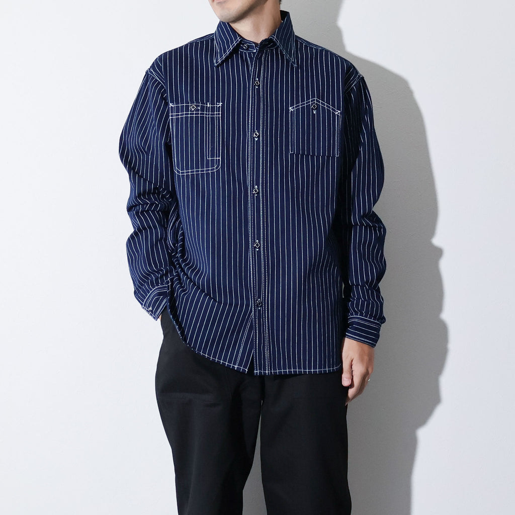 HOUSTON / 41260 INDIGO WABASH 40's WORK SHIRT ONE WASH