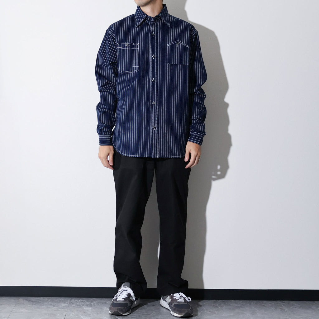 HOUSTON / 41260 INDIGO WABASH 40's WORK SHIRT ONE WASH