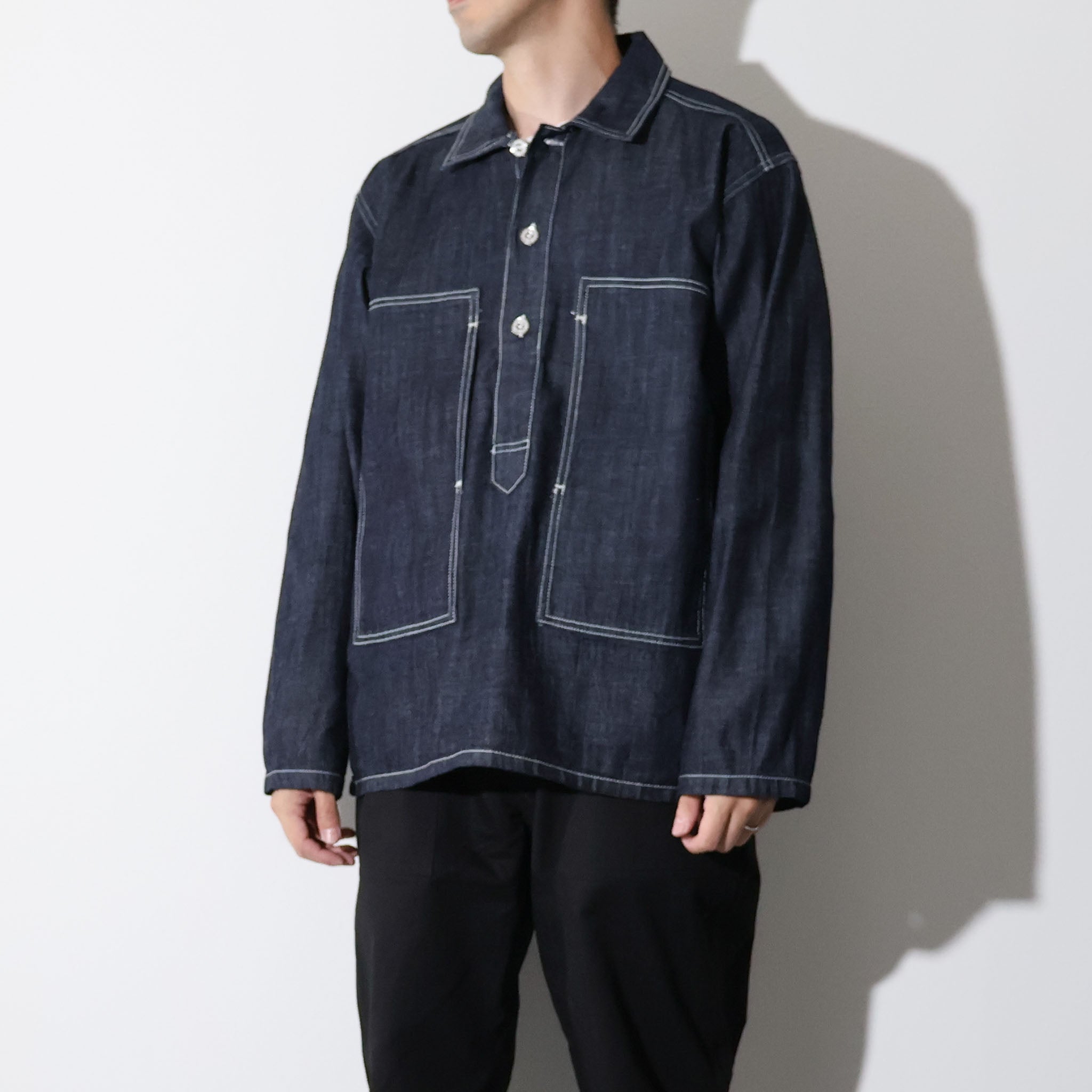 HOUSTON / 40696  DENIM PULLOVER SHIRT USA COTTON