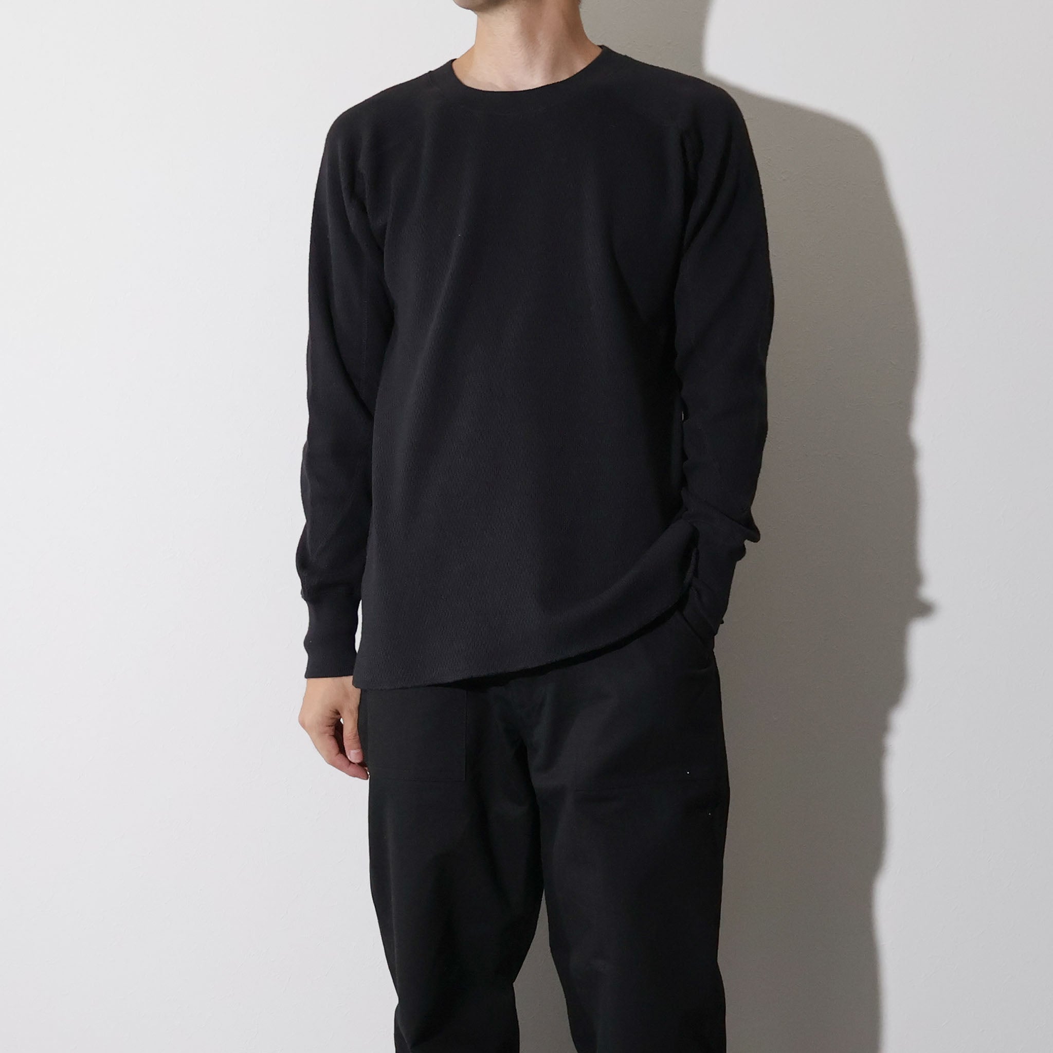 HOUSTON / 20971 HEAVY THERMAL C/N L/S TEE BLACK