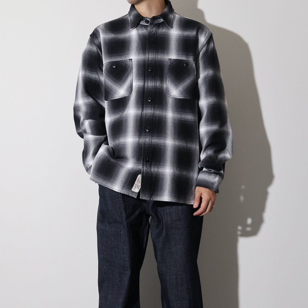 HOUSTON / 41252 OMBRE CHECK VIYELLA SHIRT BLACK