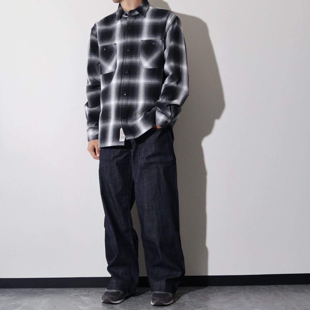 HOUSTON / 41252 OMBRE CHECK VIYELLA SHIRT BLACK