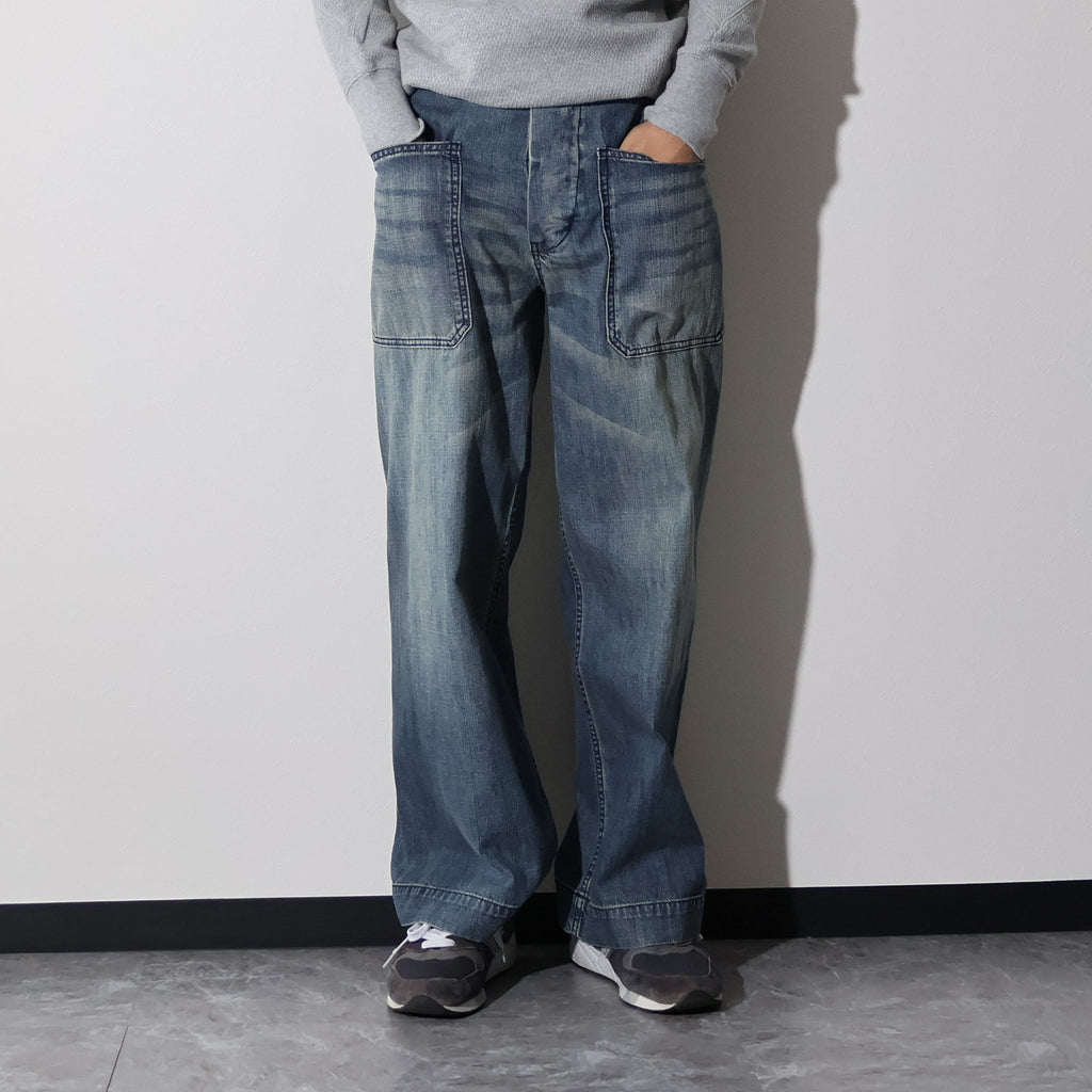HOUSTON / 10079 USN DENIM SAILOR PANTS USA COTTON VINTAGE WASH
