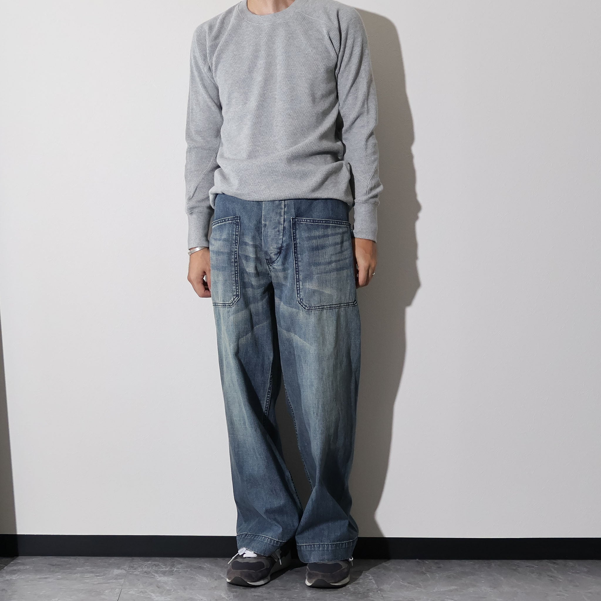 HOUSTON / 10079 USN DENIM SAILOR PANTS USA COTTON VINTAGE WASH