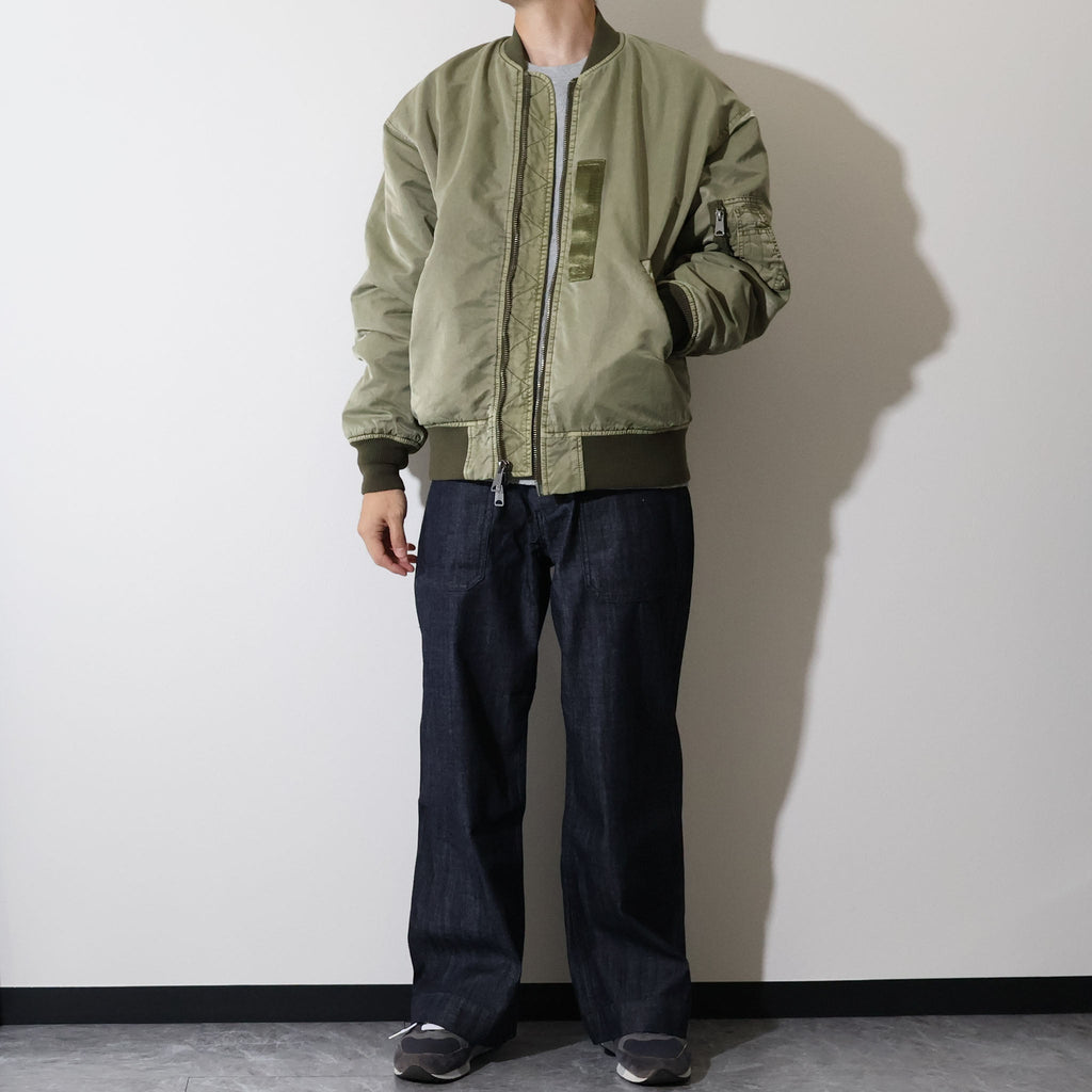 HOUSTON / 51505 PIGMENT DYE RELAX MA-1 FLIGHT JACKET OLIVE DRAB
