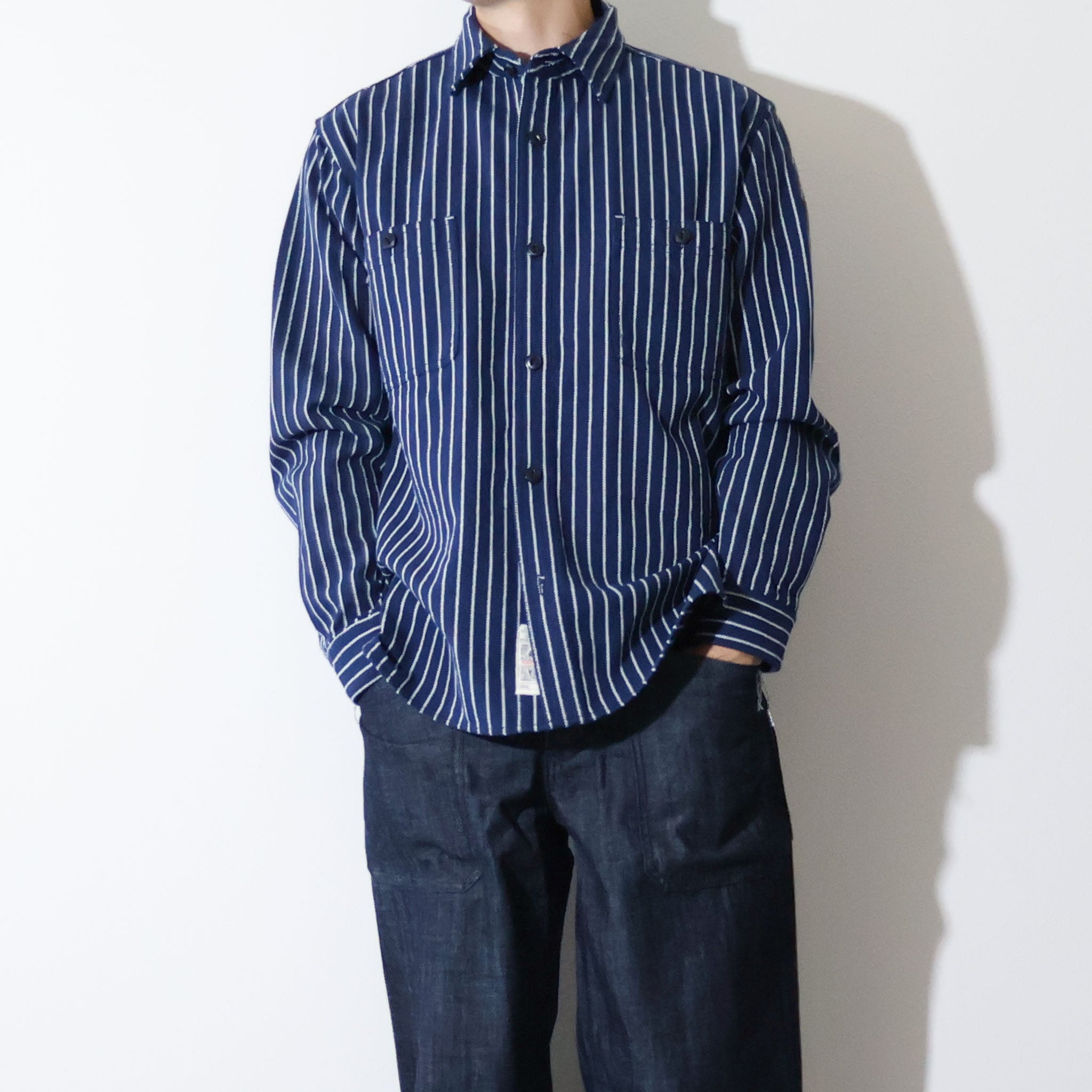 HOUSTON / 41255 STRIPE VIYELLA SHIRT NAVY