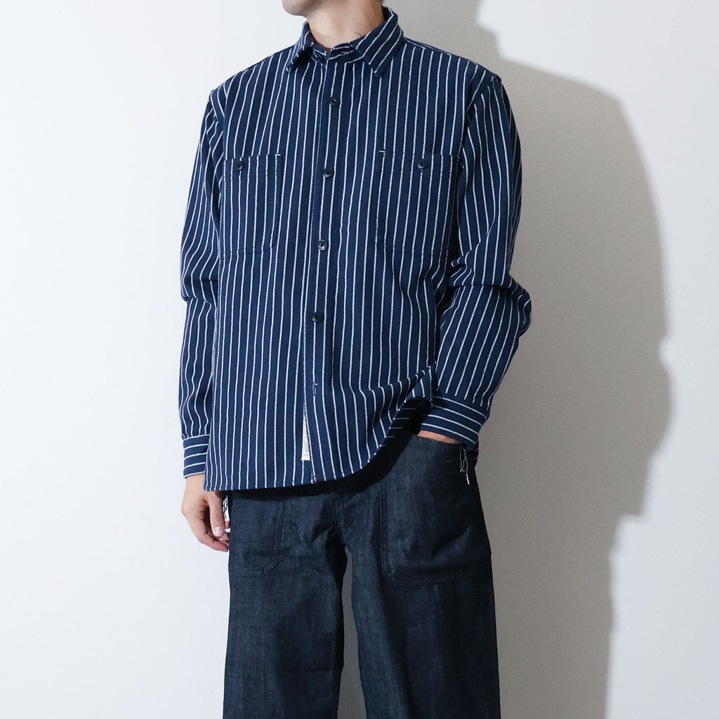 HOUSTON / 41255 STRIPE VIYELLA SHIRT NAVY