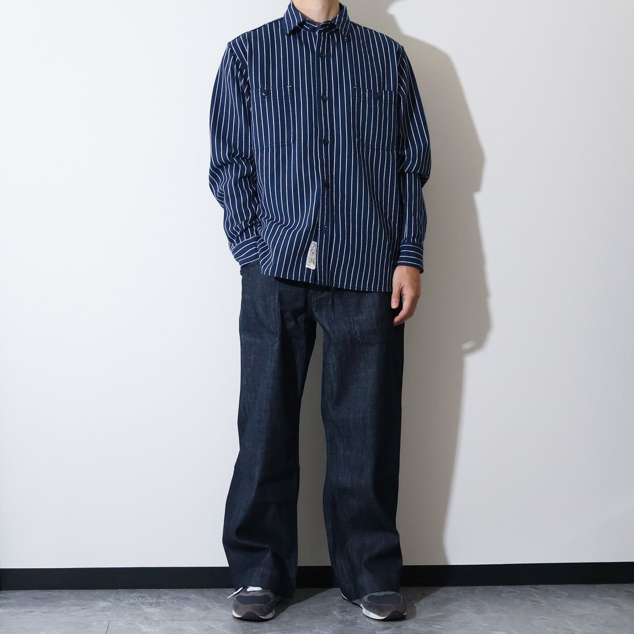 HOUSTON / 41255 STRIPE VIYELLA SHIRT NAVY