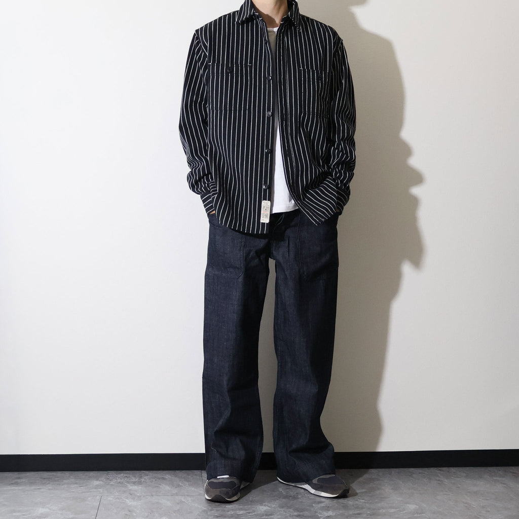 HOUSTON / 41255 STRIPE VIYELLA SHIRT BLACK