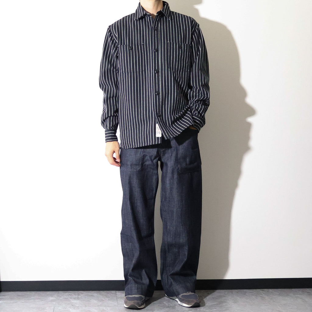 HOUSTON / 41255 STRIPE VIYELLA SHIRT BLACK