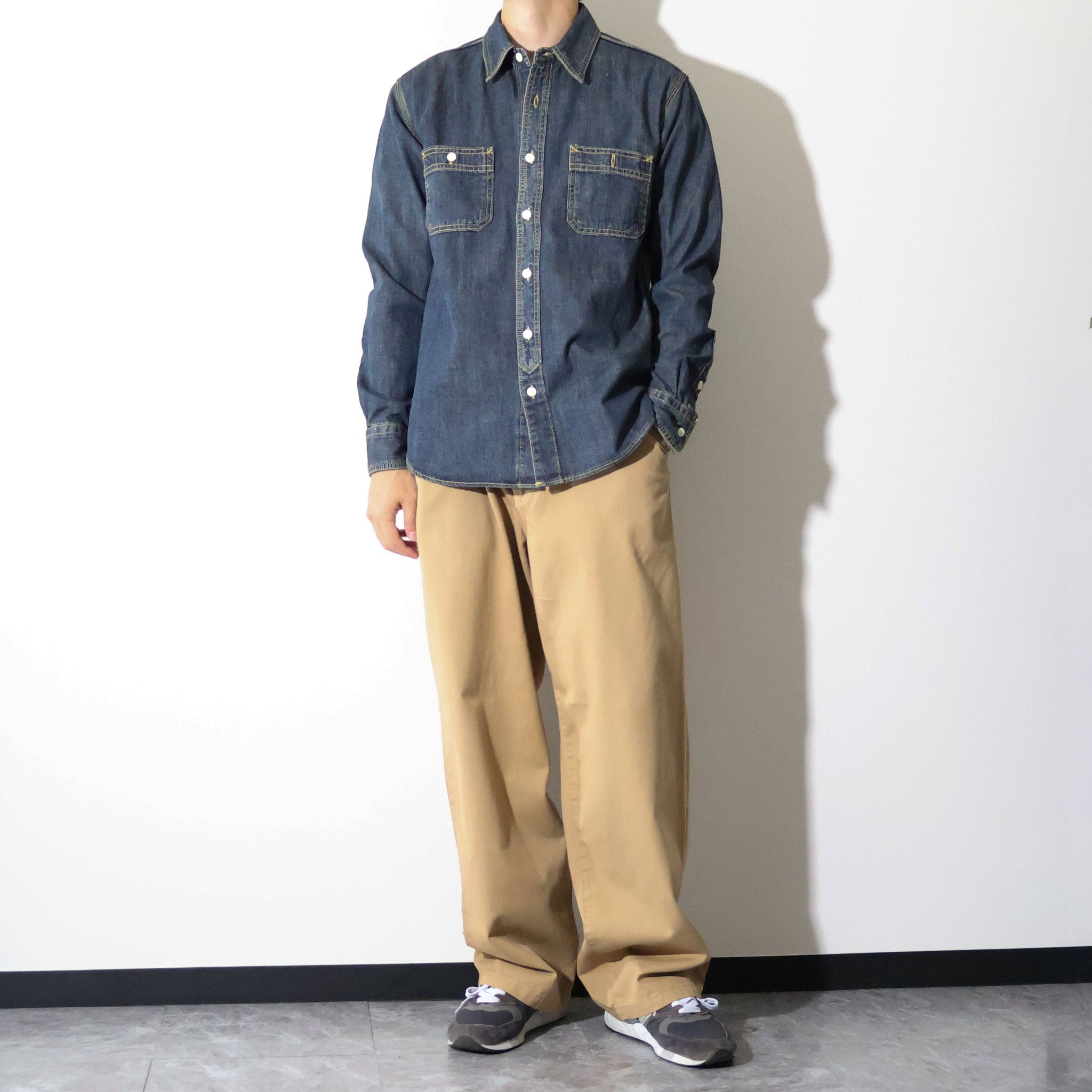 HOUSTON / 40511 DENIM WORK SHIRT USA COTTON VINTAGE WASH