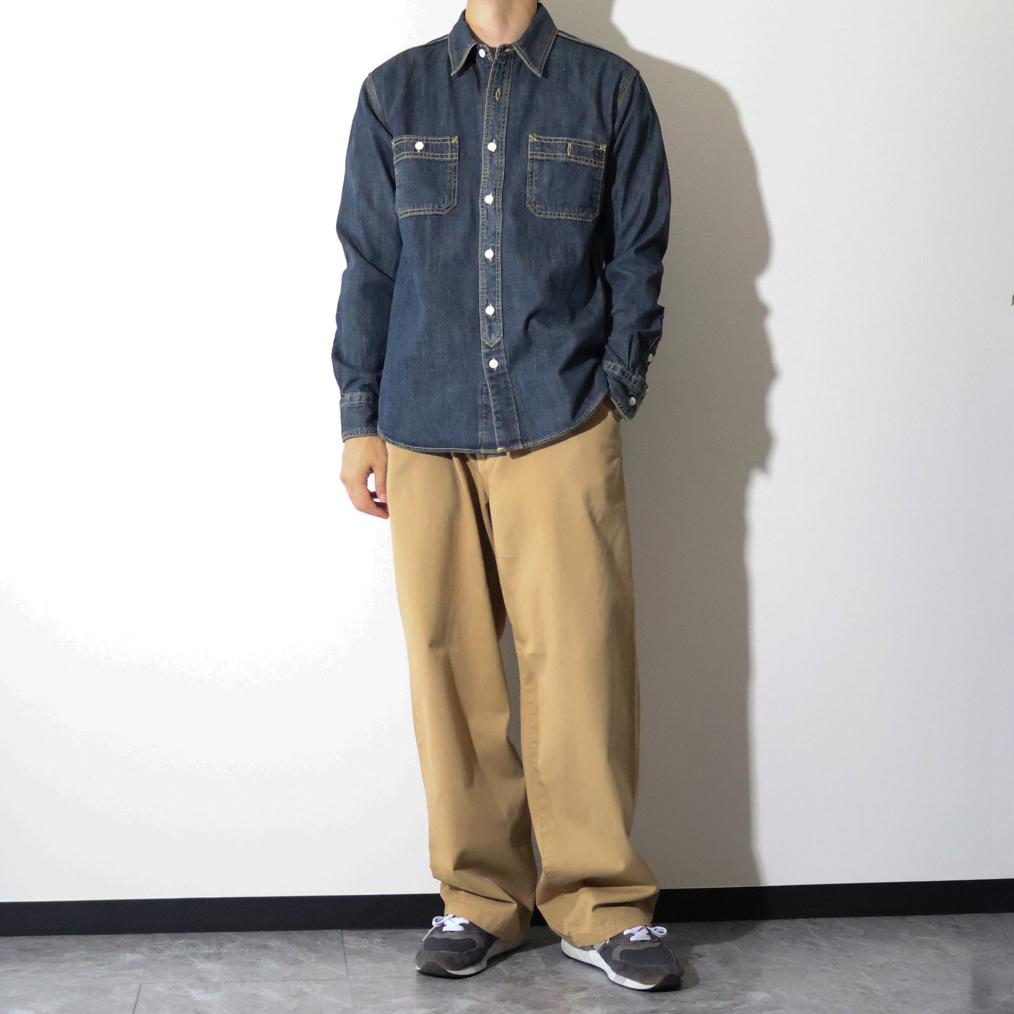 HOUSTON / 40511 DENIM WORK SHIRT USA COTTON VINTAGE WASH