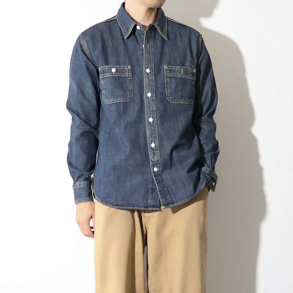 HOUSTON / 40511 DENIM WORK SHIRT USA COTTON VINTAGE WASH