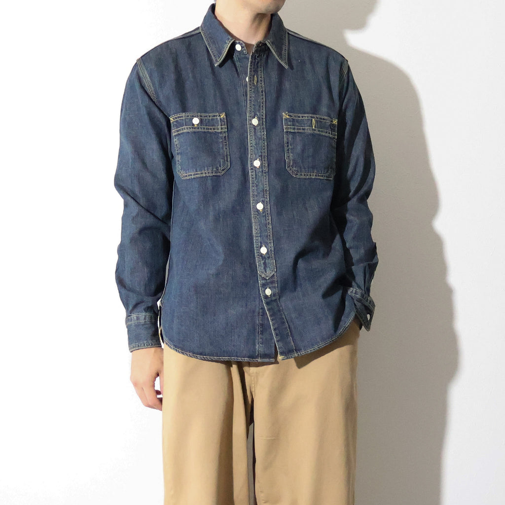 HOUSTON / 40511 DENIM WORK SHIRT USA COTTON VINTAGE WASH