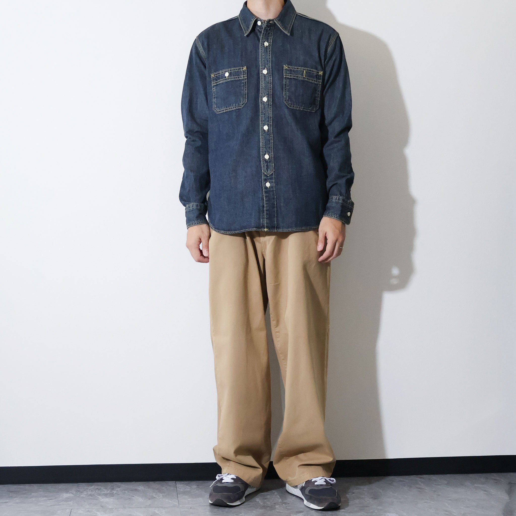HOUSTON / 40511 DENIM WORK SHIRT USA COTTON VINTAGE WASH