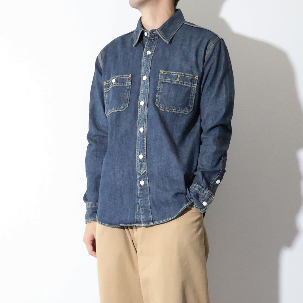 HOUSTON / 40511 DENIM WORK SHIRT USA COTTON VINTAGE WASH