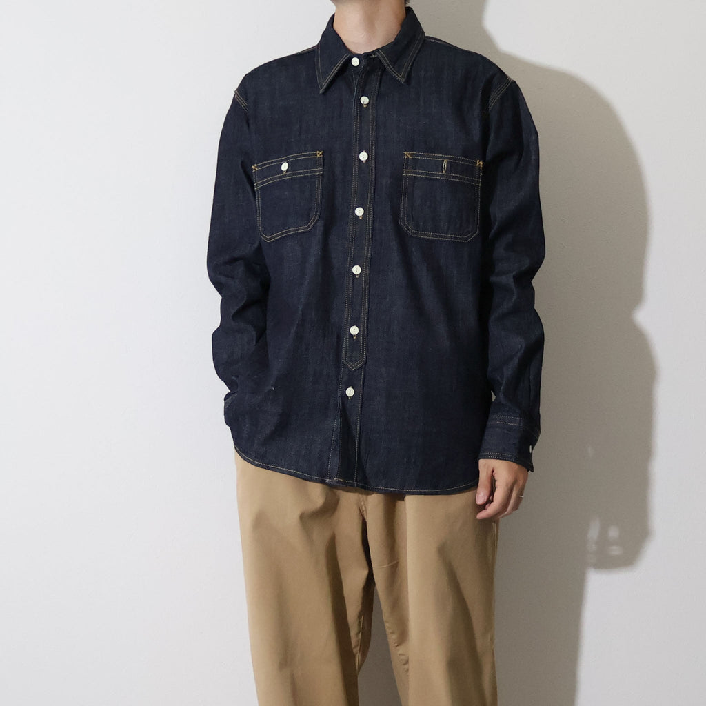 HOUSTON / 40511 DENIM WORK SHIRT USA COTTON ONE WASH