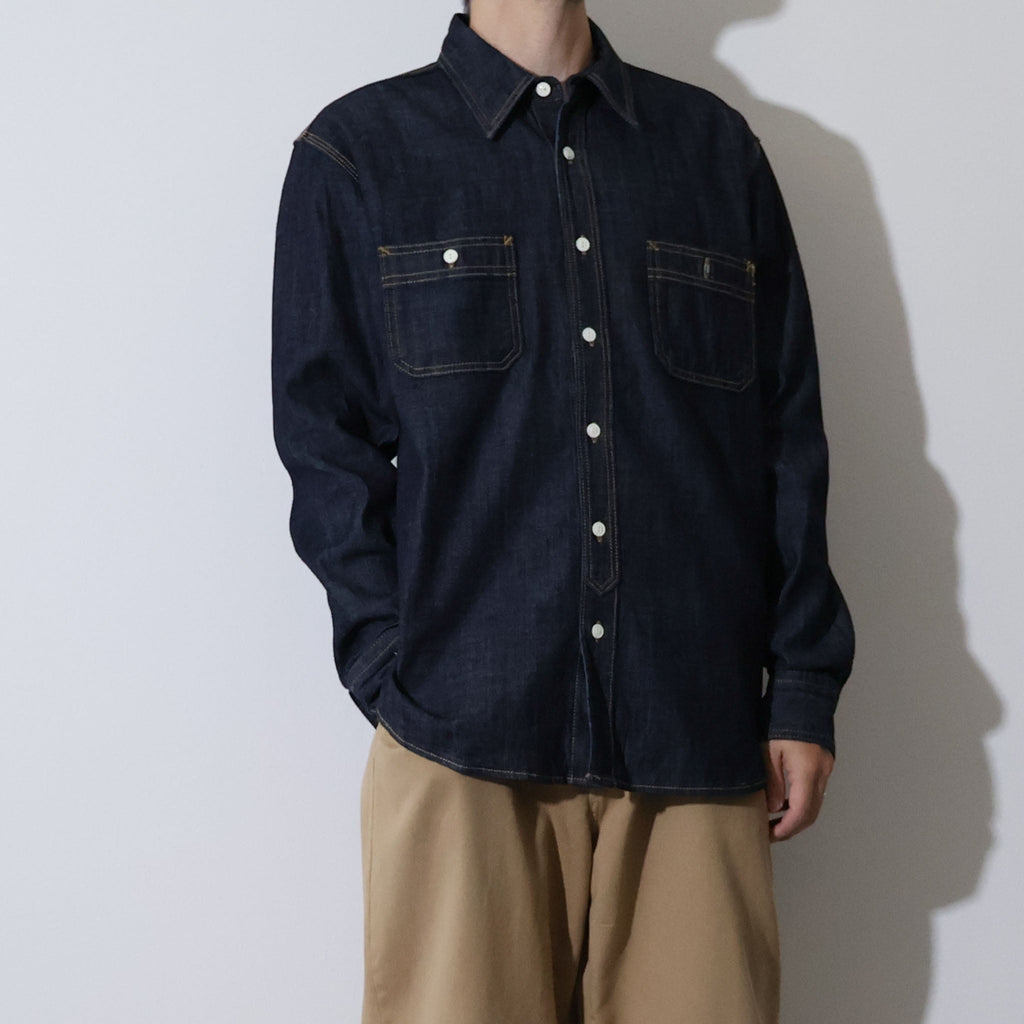 HOUSTON / 40511 DENIM WORK SHIRT USA COTTON ONE WASH